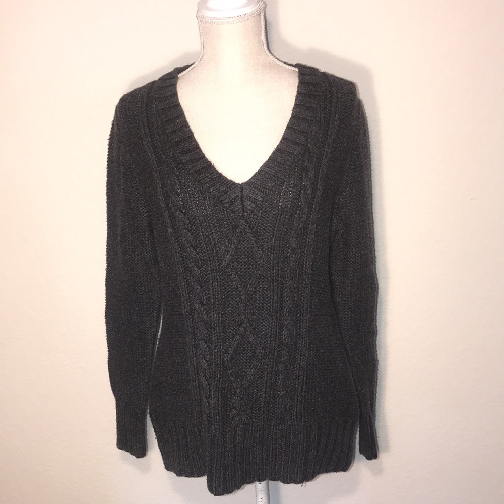 Columbia dark grey warm wool knit sweater SZ large